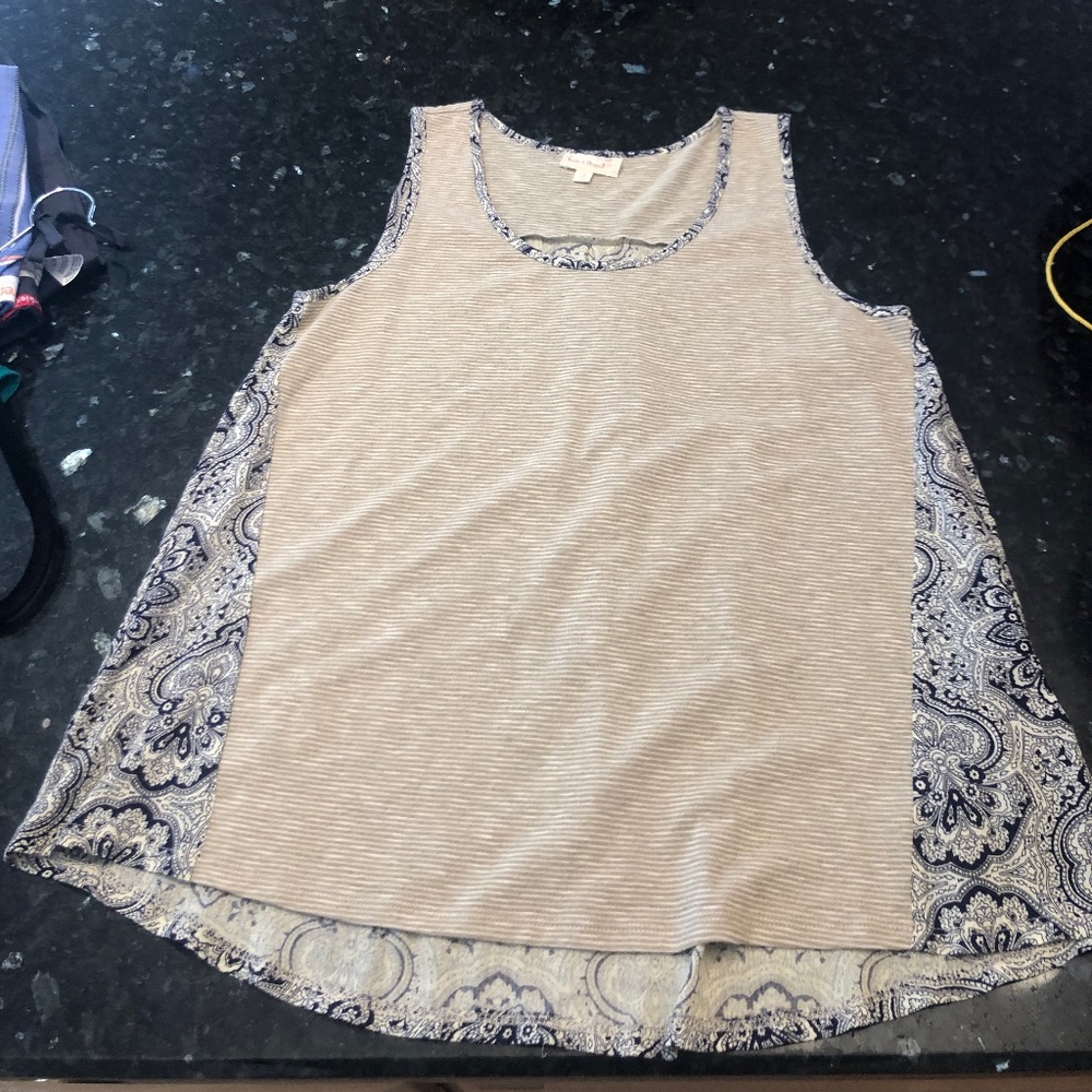 hem & thread size S sleeveless striped tan top
